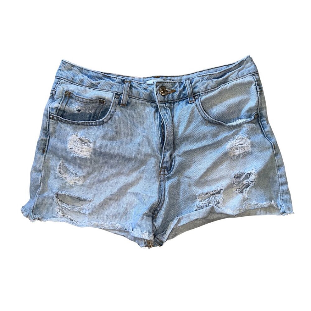 Light Blue Forever 21 Women's Denim Cut Off Shorts Size 26 / 4 Distressed Holes